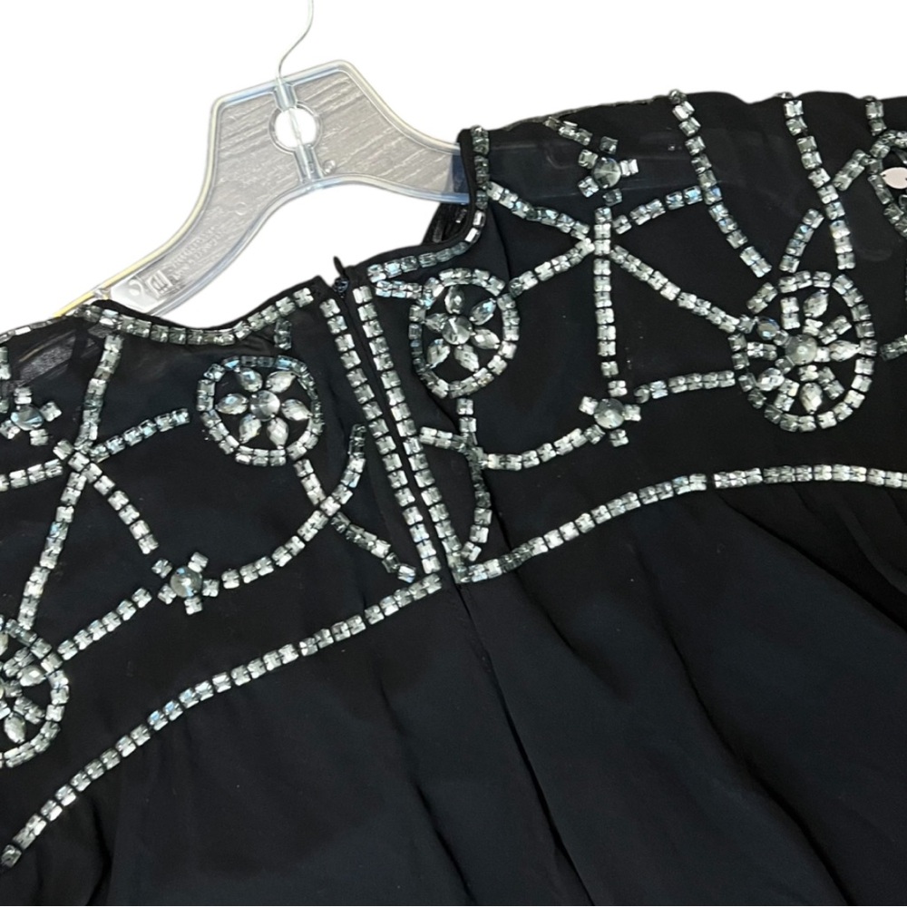 Gianni Bini Black Beaded Rhinestone Blouse, Size: S - Picture 4 of 7